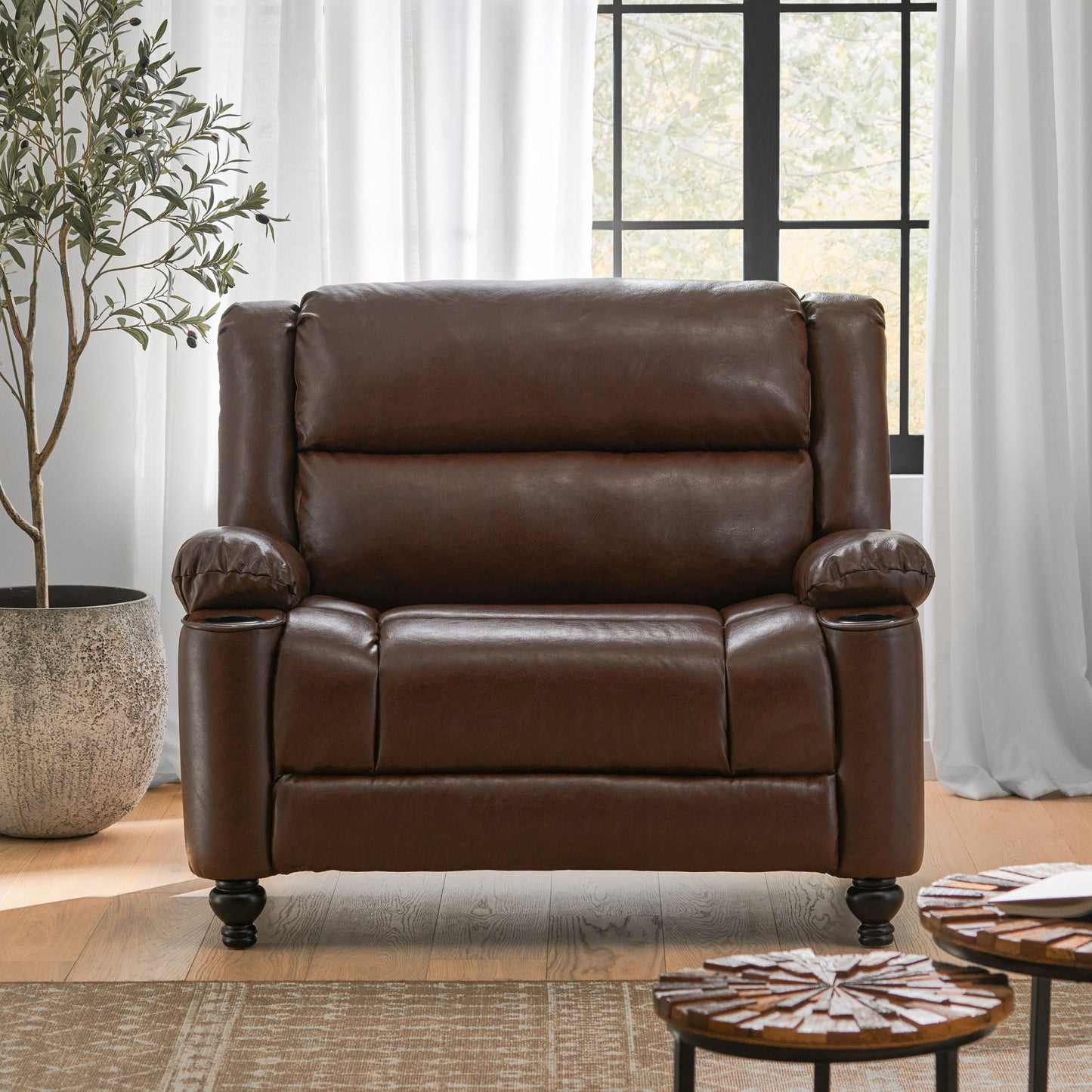 Tufted Design Wide Manual Recliner Chair