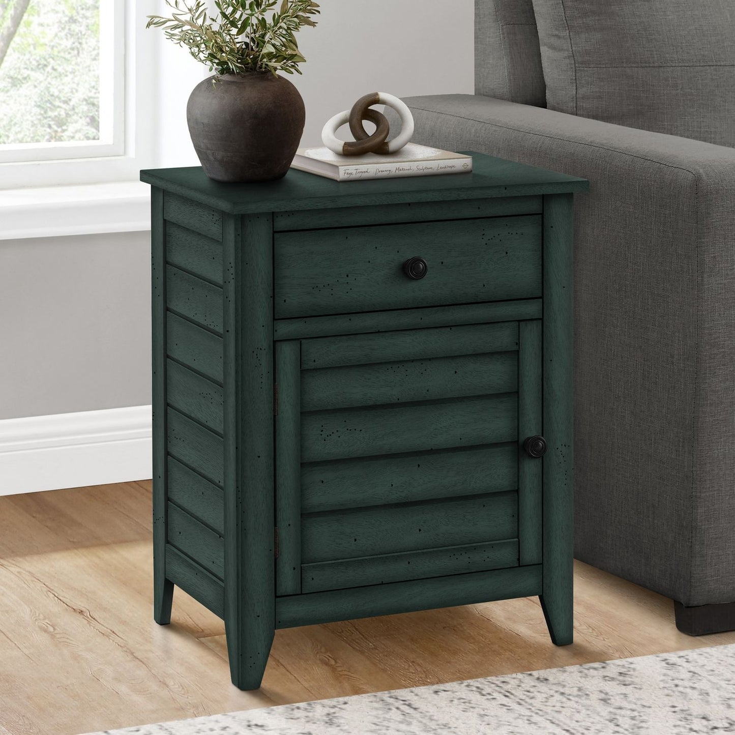 Accent Table With Storage Drawer - Blue