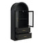 Arched Top Storage Cabinet With Fixed 2 Tier Shelves, 2 Large Drawers