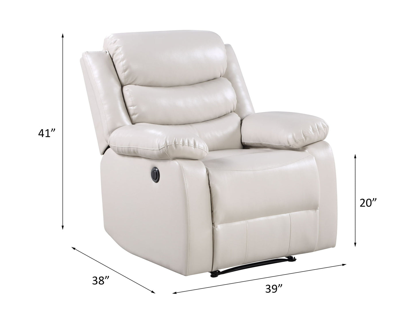 Eilbra - Synthetic Leather Power Motion Recliner - Beige