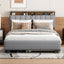 Upholstered Platform Bed With Storage Headboard, Trundle & 2 Drawers And A Set Of Sockets & USB Ports