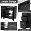 Modern Bathroom Vanity With Ceramic Sink, Freestanding, One Tip Out Drawer, 3 Side Drawers, Adjustable Shelf