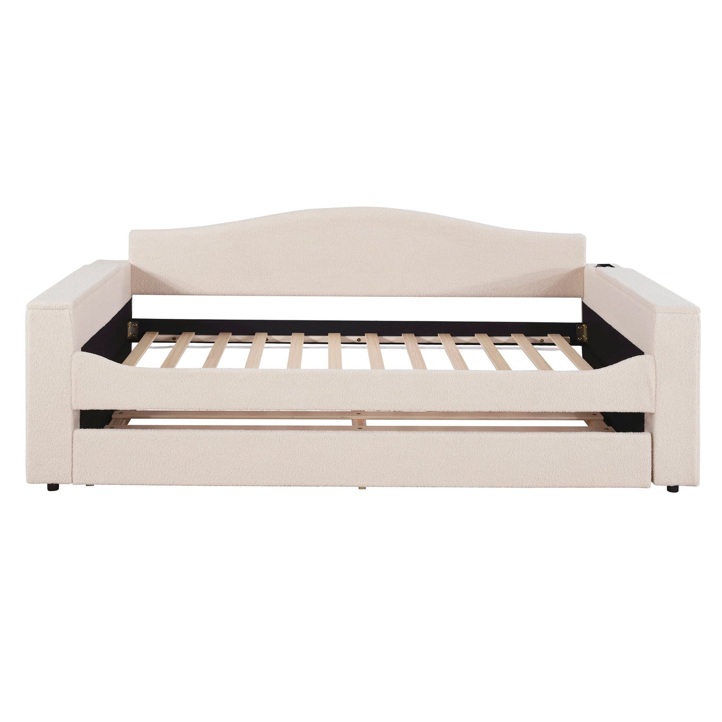 Upholstered Daybed With Storage Armrests, Trundle And Latest Integrated tooth Audio System