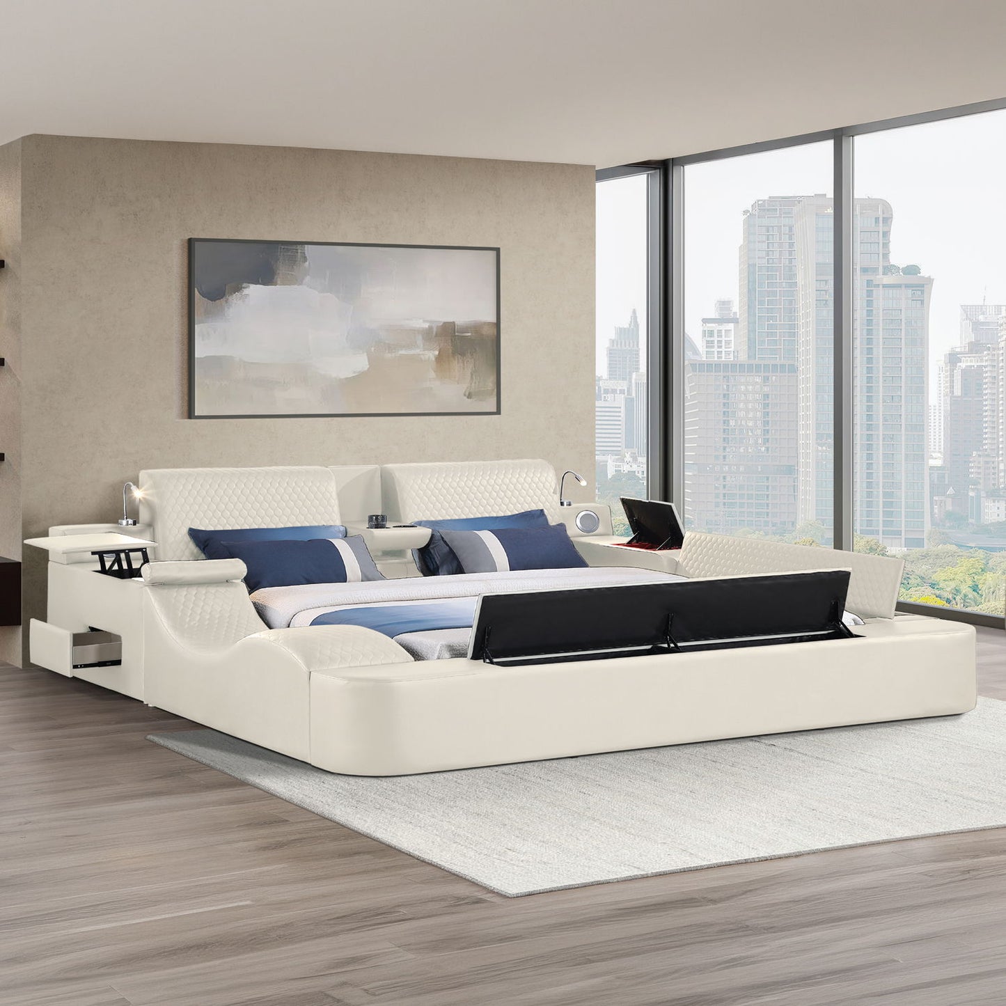 Zoya - Smart Multifunctional Bed, Built In Bluetooth Speakers, USB Charging