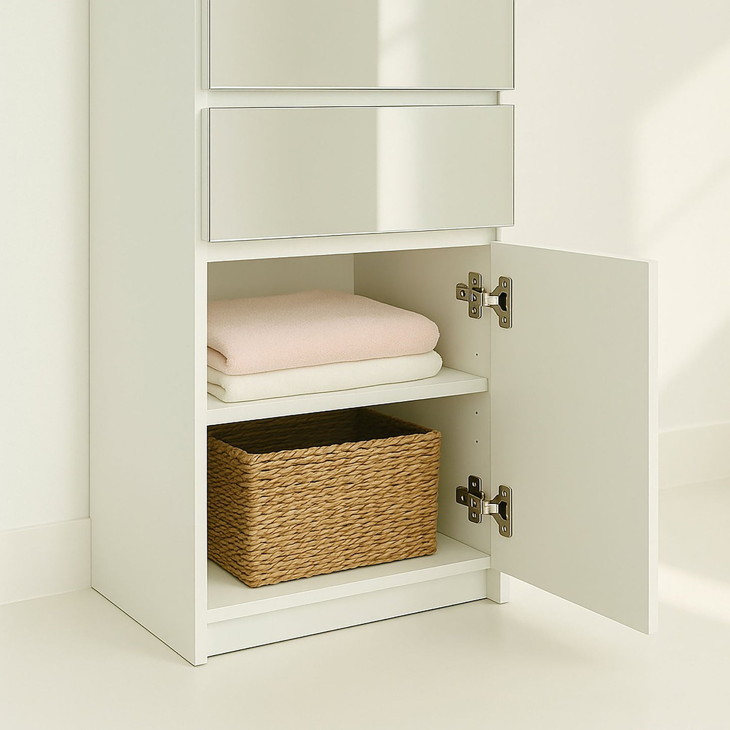 Elise - Modular Closet System With Mirror And Customizable Storage - White