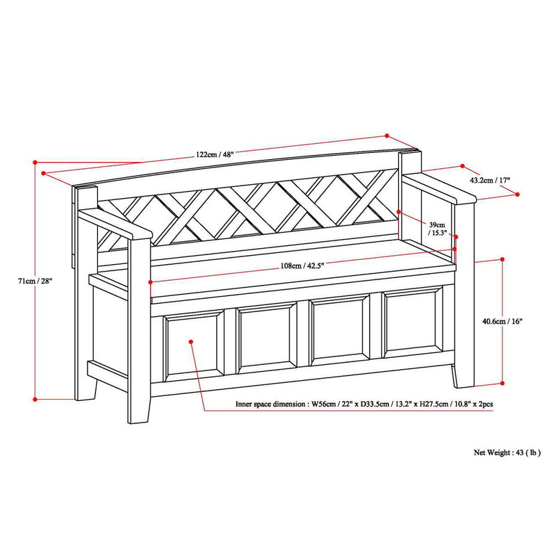 Amherst - Compact Entryway Storage Bench