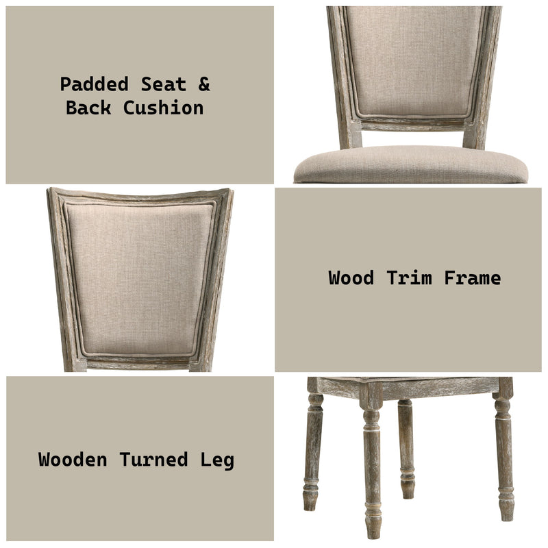 Gabrian - Juego de comedor de 7 piezas, madera recuperada - Beige / Gris