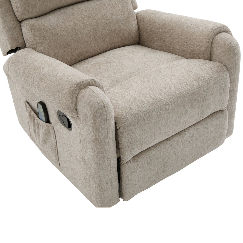 Manual Recliner Massage Chair With Swivel Rocker, 8 Massage Modes, Side Storage Pocket