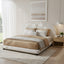 King Size Upholstered Platform Bed With Split Headboard - White