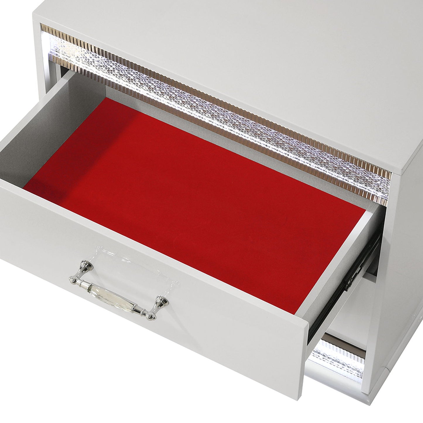 Glam - 2 Drawer Nightstand With LED Lighting - White