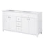 Bathroom Vanity Cabinet Only, 3 Drawers & 4 Doors & Double Layer Shelves - White