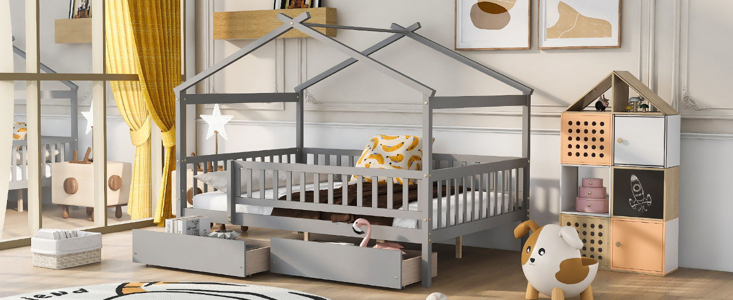 House Bed With 2 Drawers