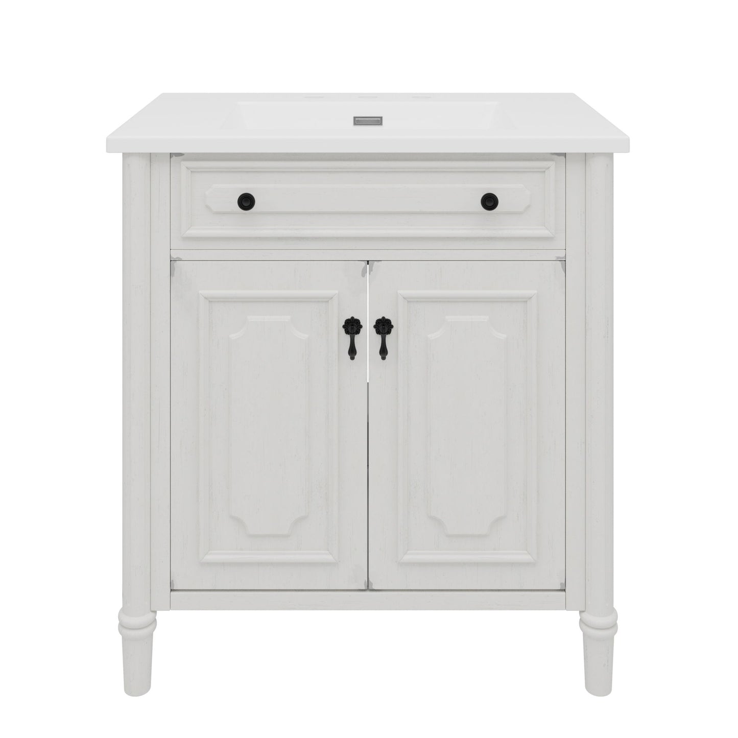 Vintage Bathroom Vanity With Sink, Rustic Cabinet With Soft Close Doors