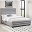 Queen Bed With Textured, And Tufted Headboard - Gray