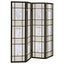 4 Panel Folding Screen With Floral Motif - Black