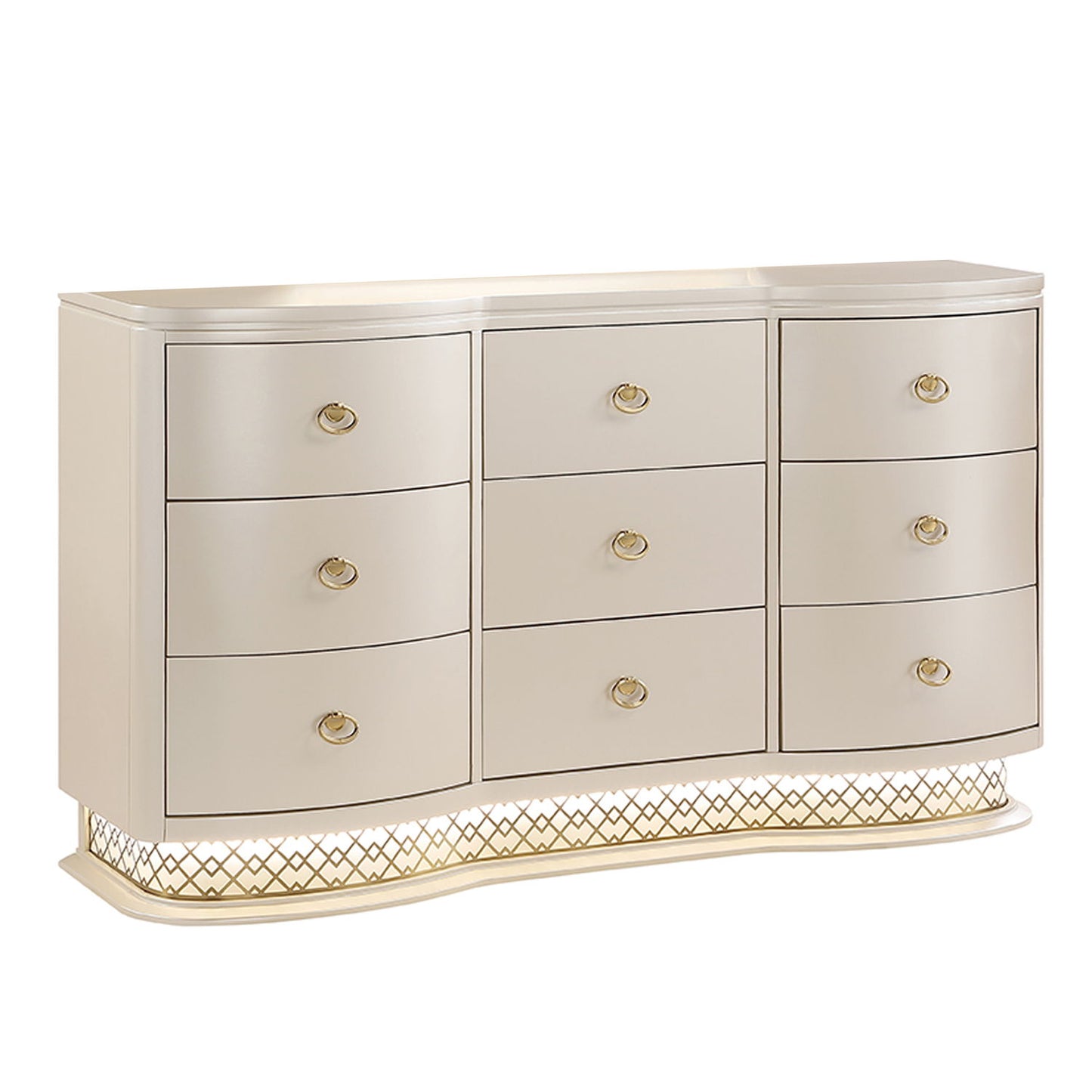 Flora - 9 Drawer Dresser With LED - Champagne