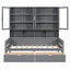 Daybed With Glass Door Storage Cabinets, Built In LED Lighting And Shelves
