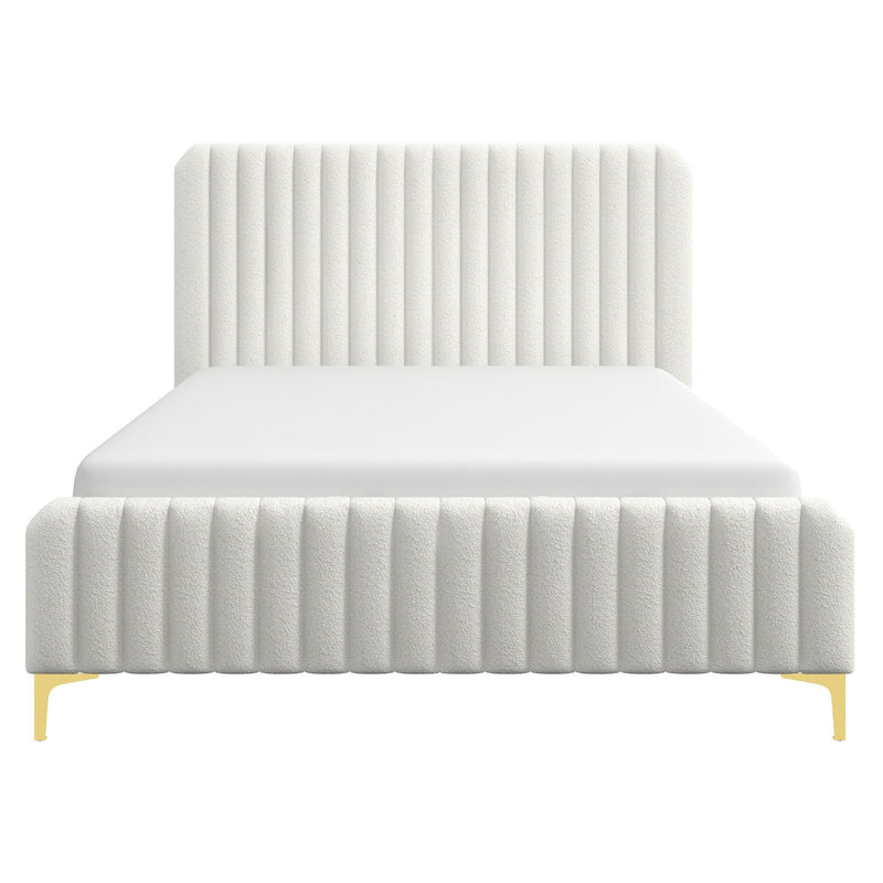 Valery - Queen Size Platform Bed - Cream