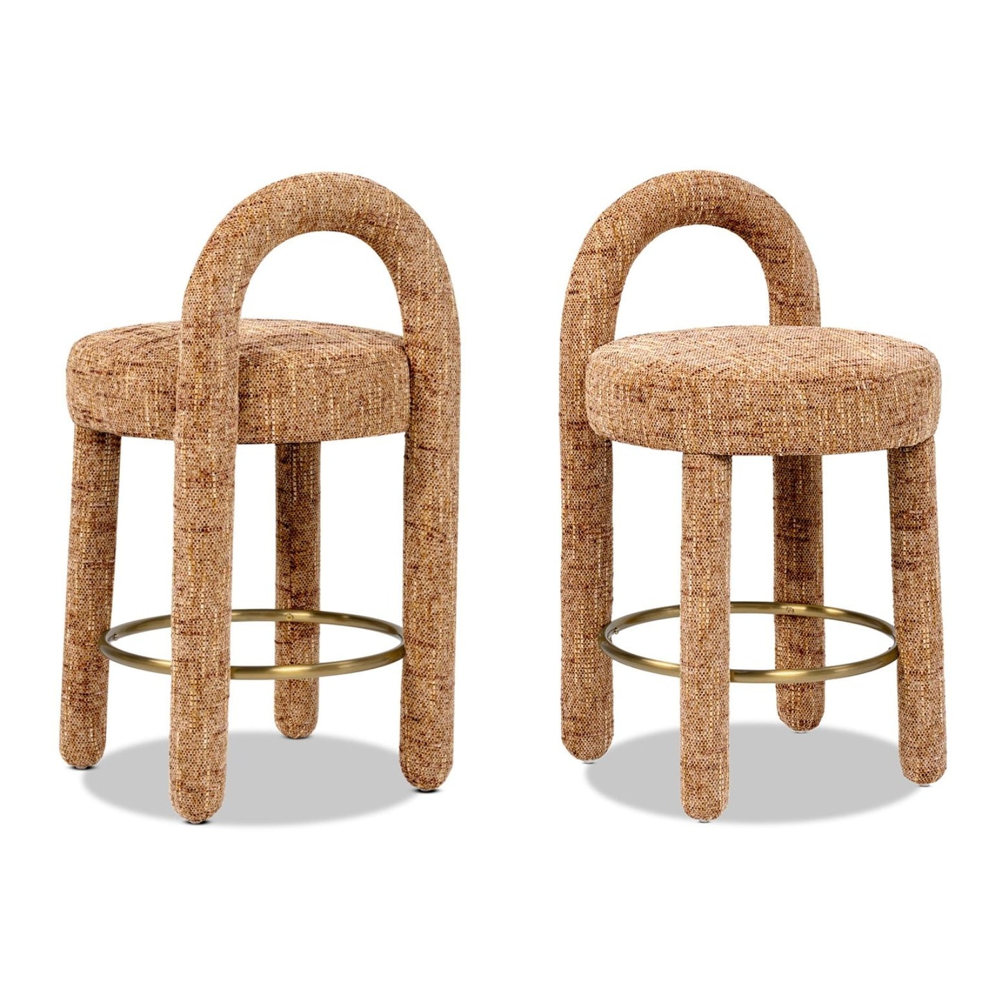 Penny - Round Arched Fully Upholstered Counter Stool (Set of 2) - Orange