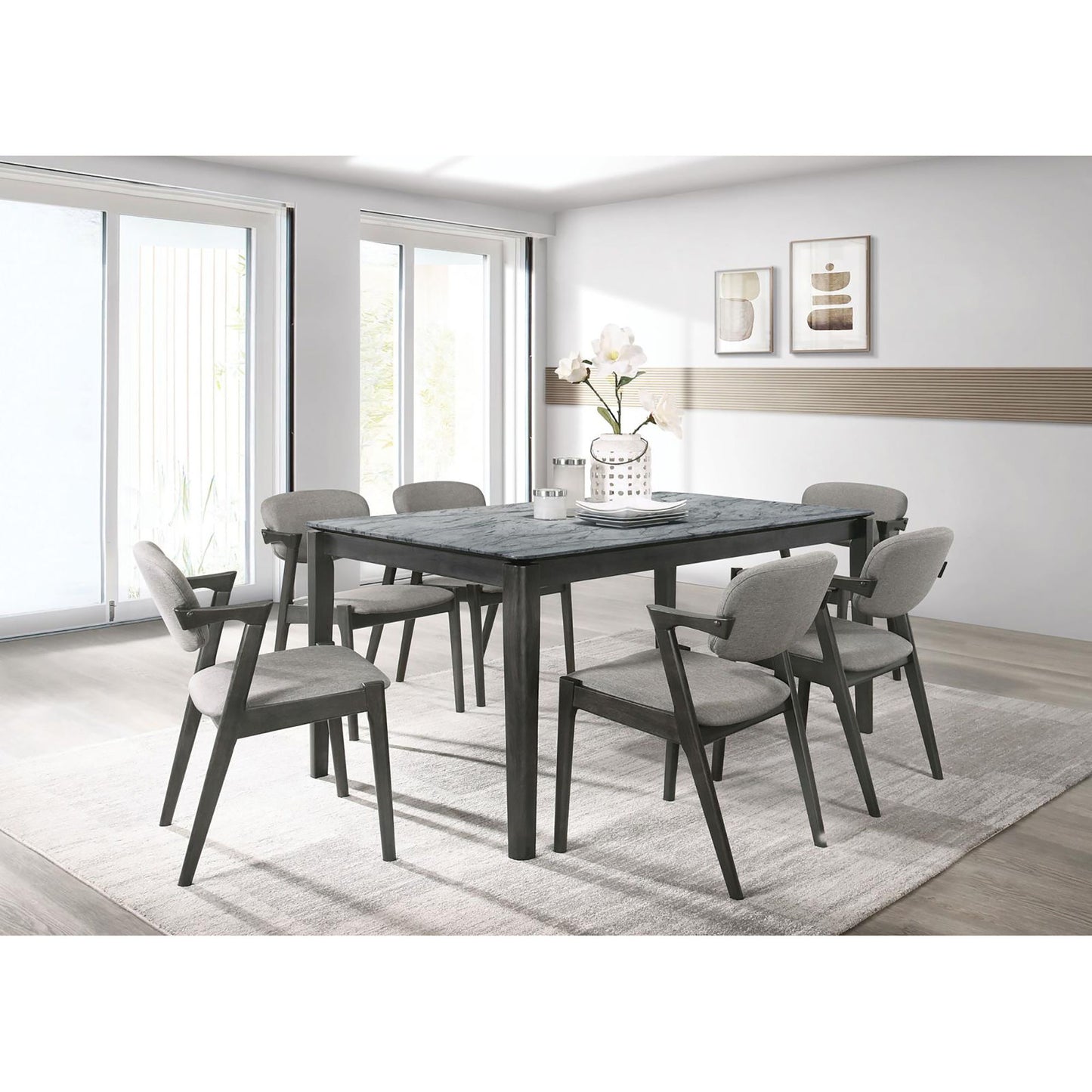 Modern Dining Chair And Zigzag Arm Design (Set of 2)