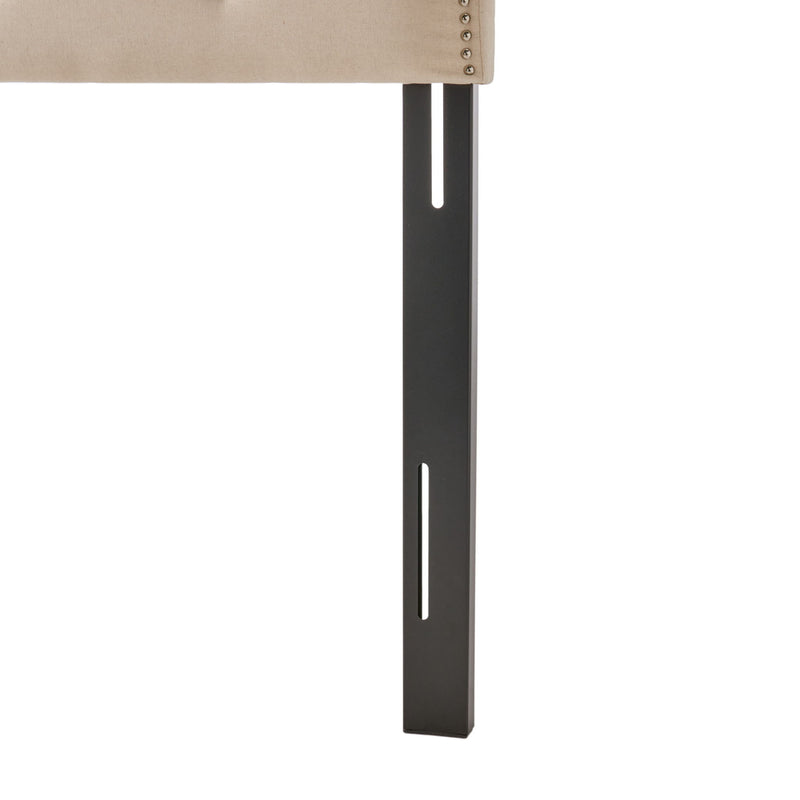 Luella - Button Tufted Full / Queen Upholstered Metal Panel Headboard - Beige