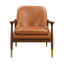 Mid - Century Accent Chair With Cushioned Seat, Brass Tipped Legs