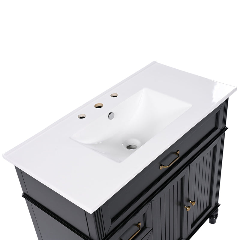 Bathroom Vanity With Sink, 2 Doors 2 Drawers - Black
