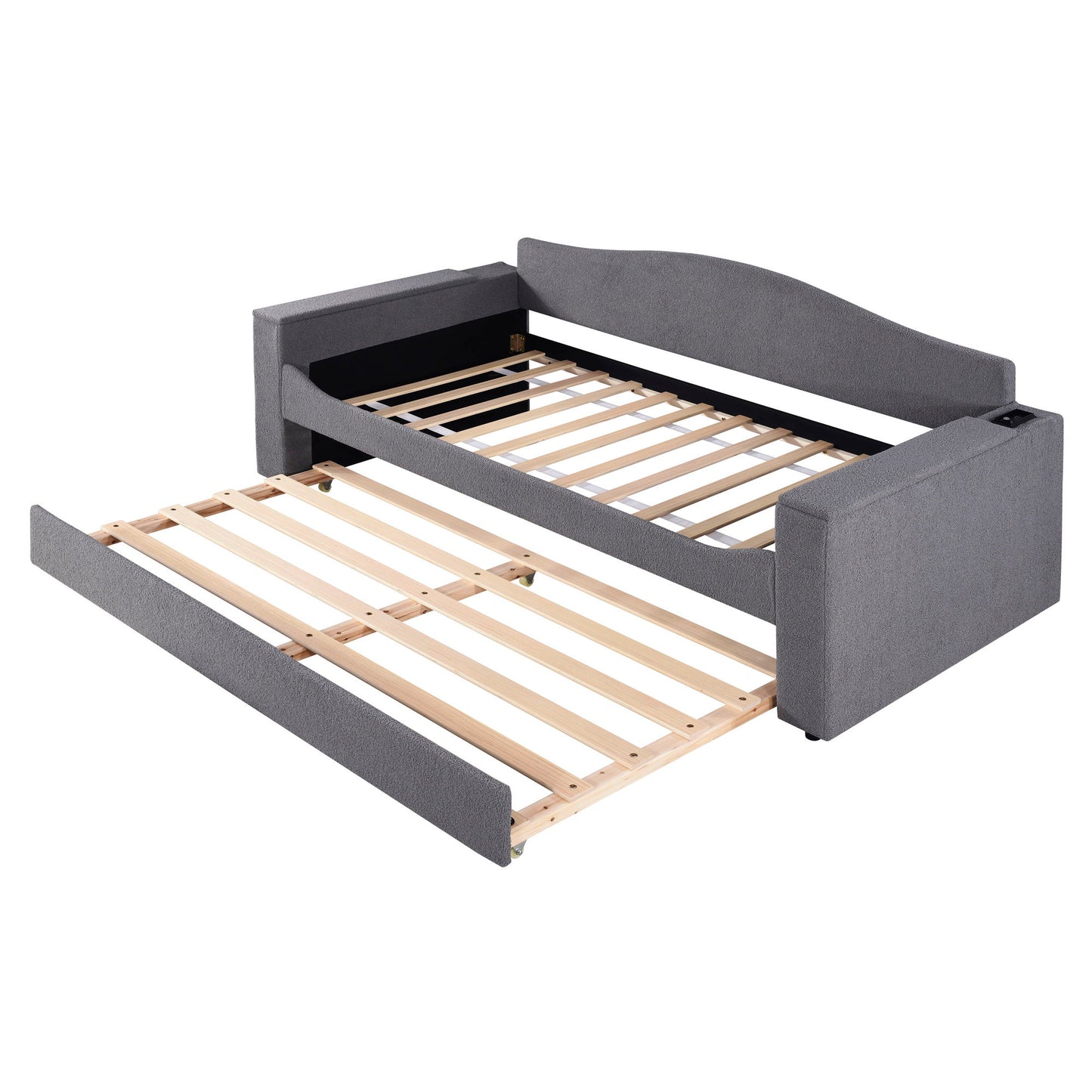 Upholstered Daybed With Storage Armrests, Trundle And Latest Integrated tooth Audio System
