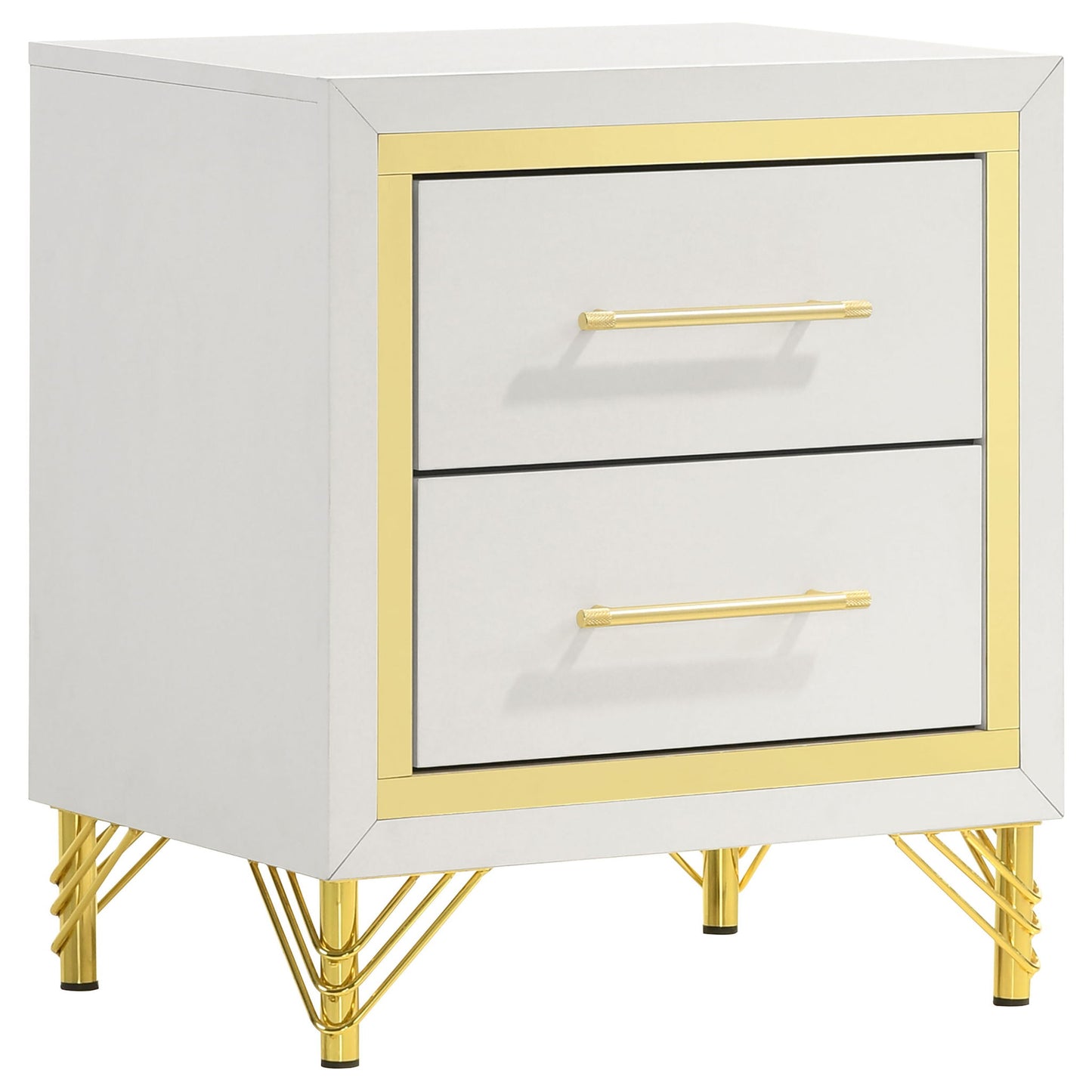 Chesney - 2 Drawer Nightstand With Trim, Bedroom Side Table - White