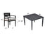 Outdoor Modern Dining Set, Chairs Sunbrella Cushioned And Dining Table With Umbrella Hole