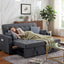 William - Sleeper Sofa With 2 USB Charging Ports And 4 Accent Pillows - Gray