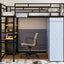 Loft Bed With Desk, Shelves, Power Outlet, LED Light And Wardrobe