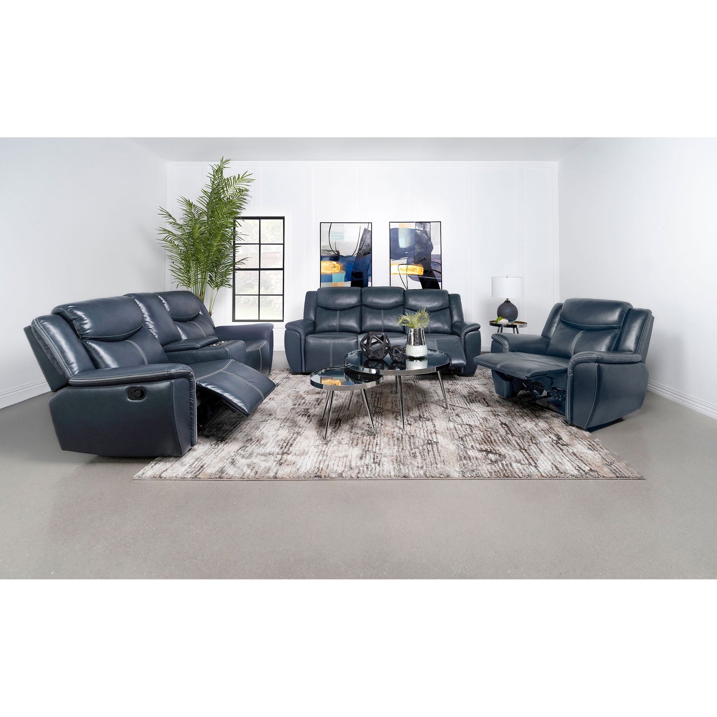 Stanwicke - Motion Reclining Loveseat With Console - Blue