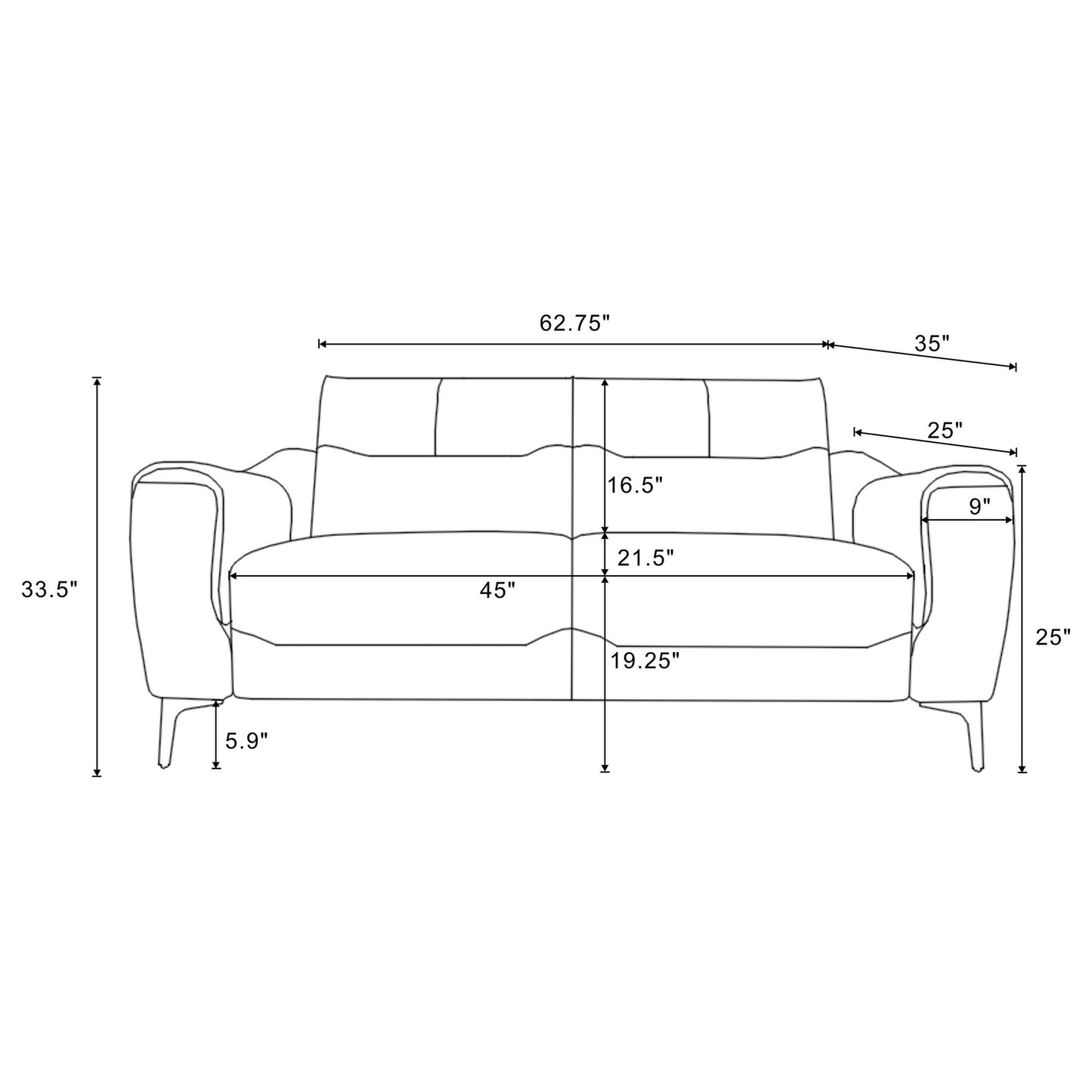 Oberle - 2 Piece Upholstered Sofa Set With Pocket Coil Seating - Charcoal