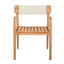 Creative Braided Acacia Wood Outdoor Dining Table And Chairs With Armrests (Set of 2) - Teak / White