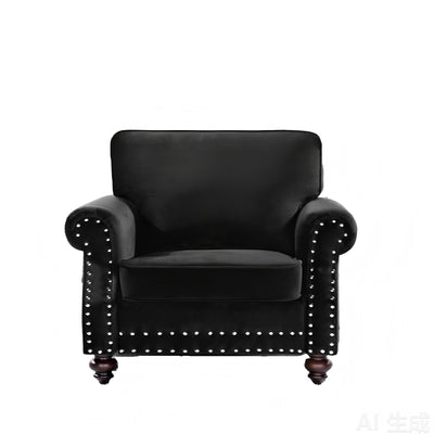 Upholstered Accent Armchair With Turned Legs For Living Room