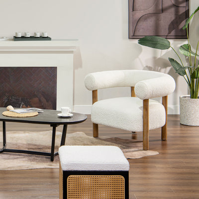 Fuji - Barrel Accent Arm Chair - Ivory White