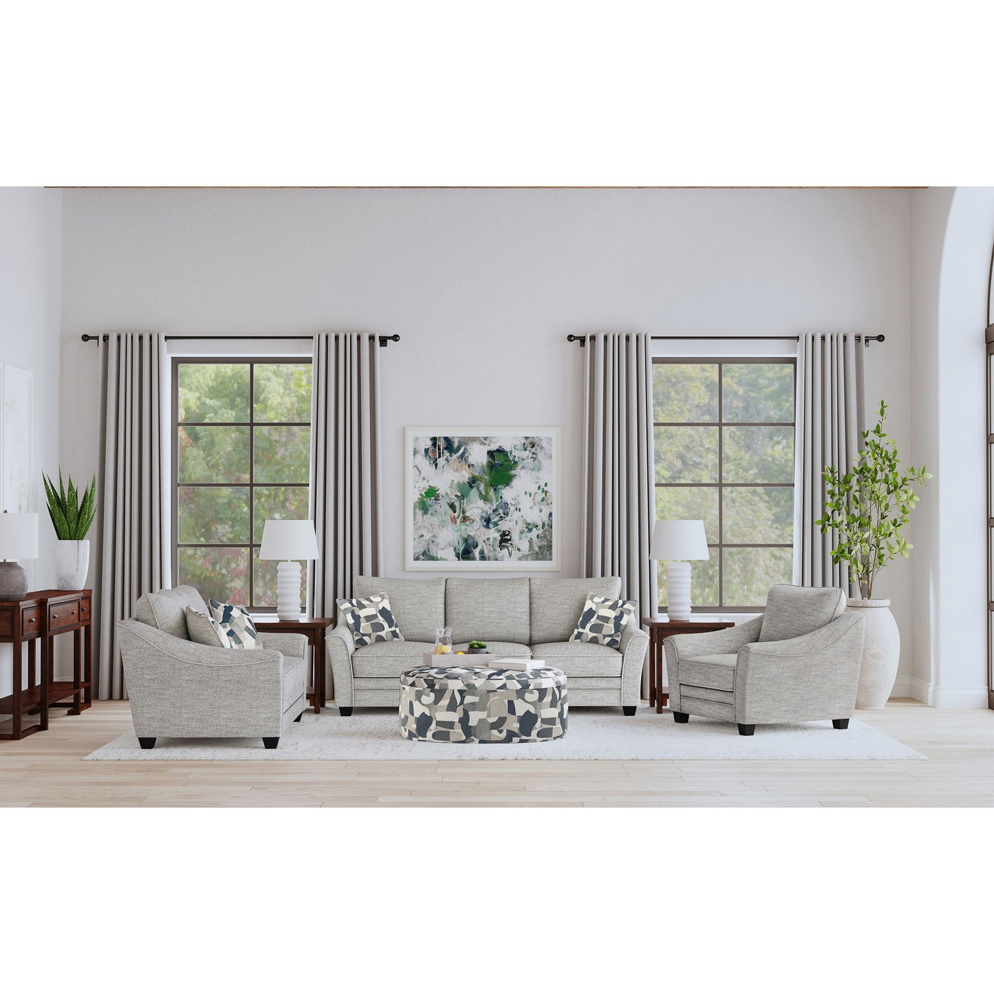 Lido - Upholstered Loveseat With Tapering Block Legs - Light Gray