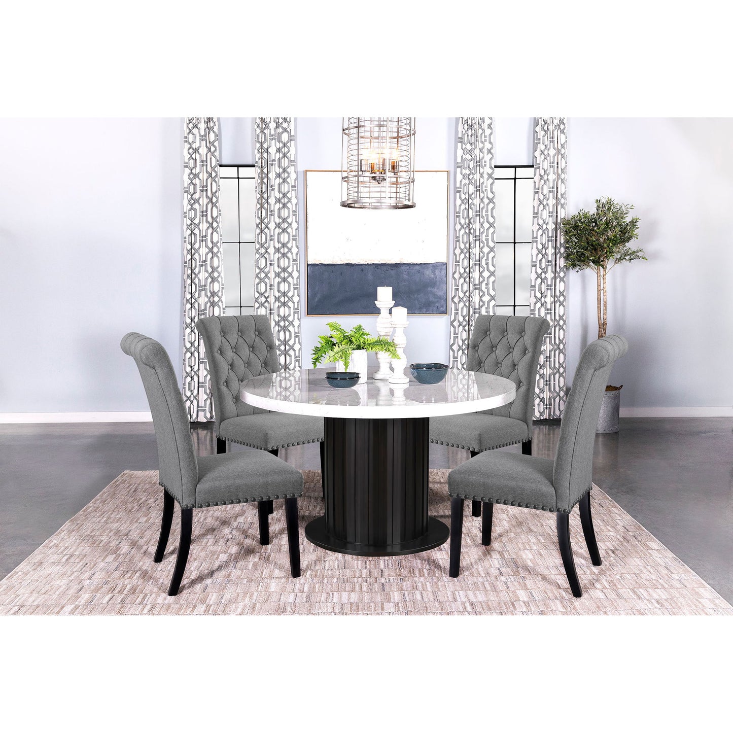 Tufted Rolled Backrest Side Chairs (Set of 2)