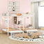 Triple Bunk Bed With Drawers, Multi-Functional Frame With Desks And Shelves In The Middle
