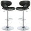 Bar Stool With Curved Design, Height Adjustable & Swivel Base (Set of 2) - Black