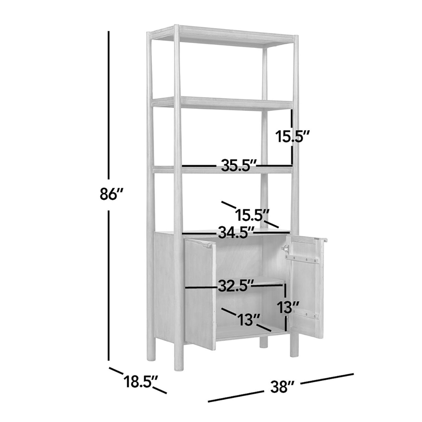 Nolan - Bookcase With Lower Cabinet - Natural
