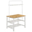 Prager - 3 Piece Kitchen Island Counter Table Set With Overhead Rack And Backless Stools - White
