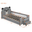 Upholstered Daybed With Bear Shaped Headboard, Hydraulic System And Breathable Fence