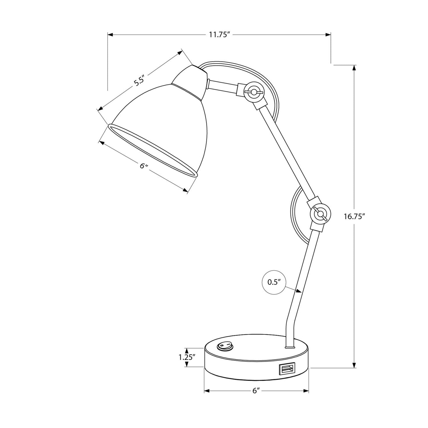 Lighting, Table Lamp, USB Port Included, Nickel Metal, Nickel Shade, Modern - Silver