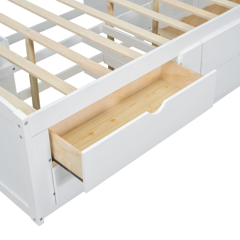 Daybed With 2 Bedside Cabinets, Upper Shelves And 4 Drawers