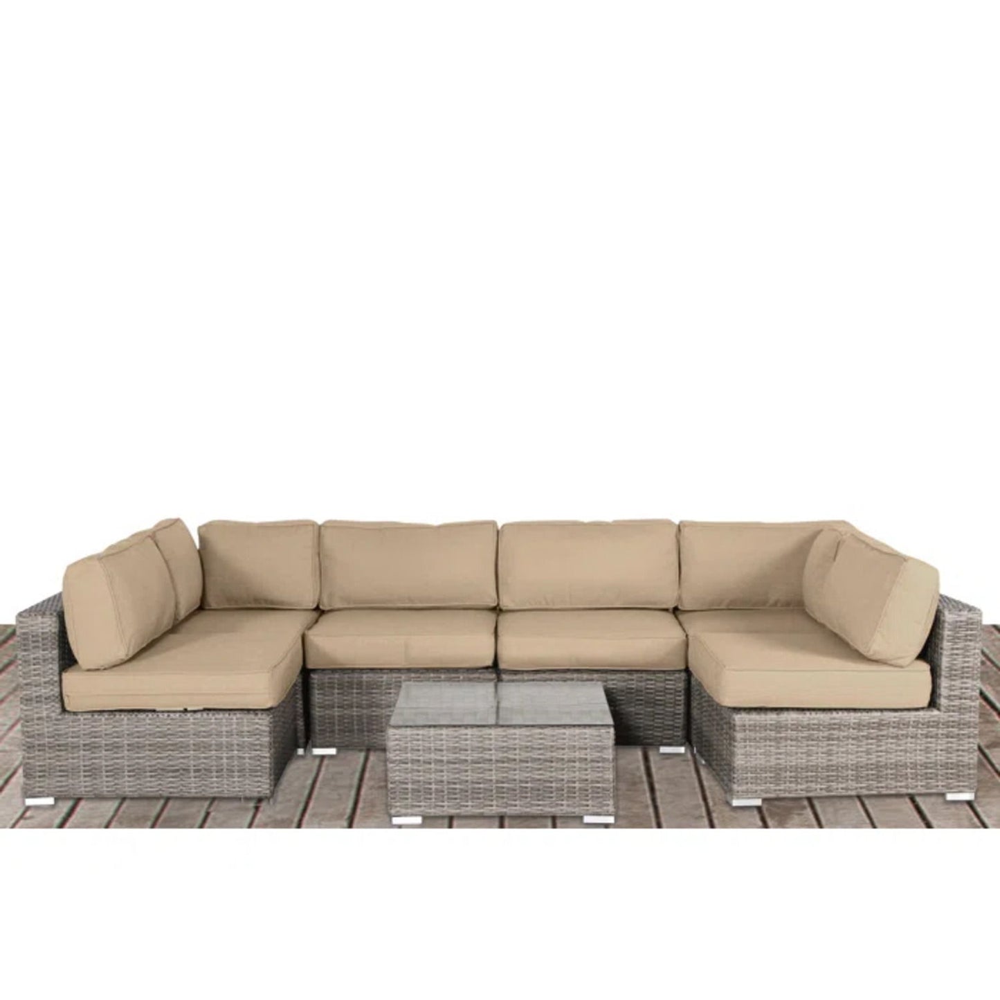 Seating Set With Cushions Handcrafted Wicker Design