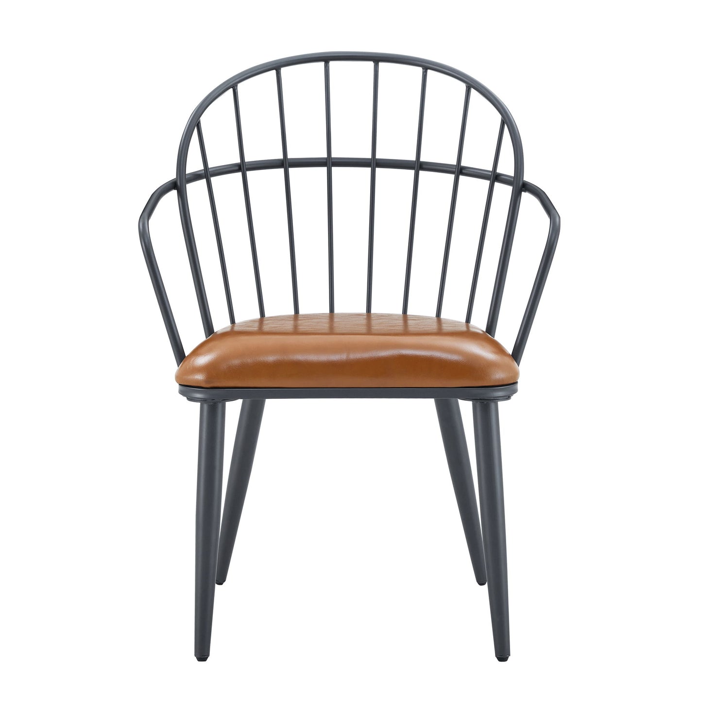 Industrial Inspired Upholstered Dining Chair Set With Metal Legs (Set of 2) - Brown