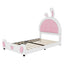 Upholstered Platform Bed With Rabbit Shaped Headboard