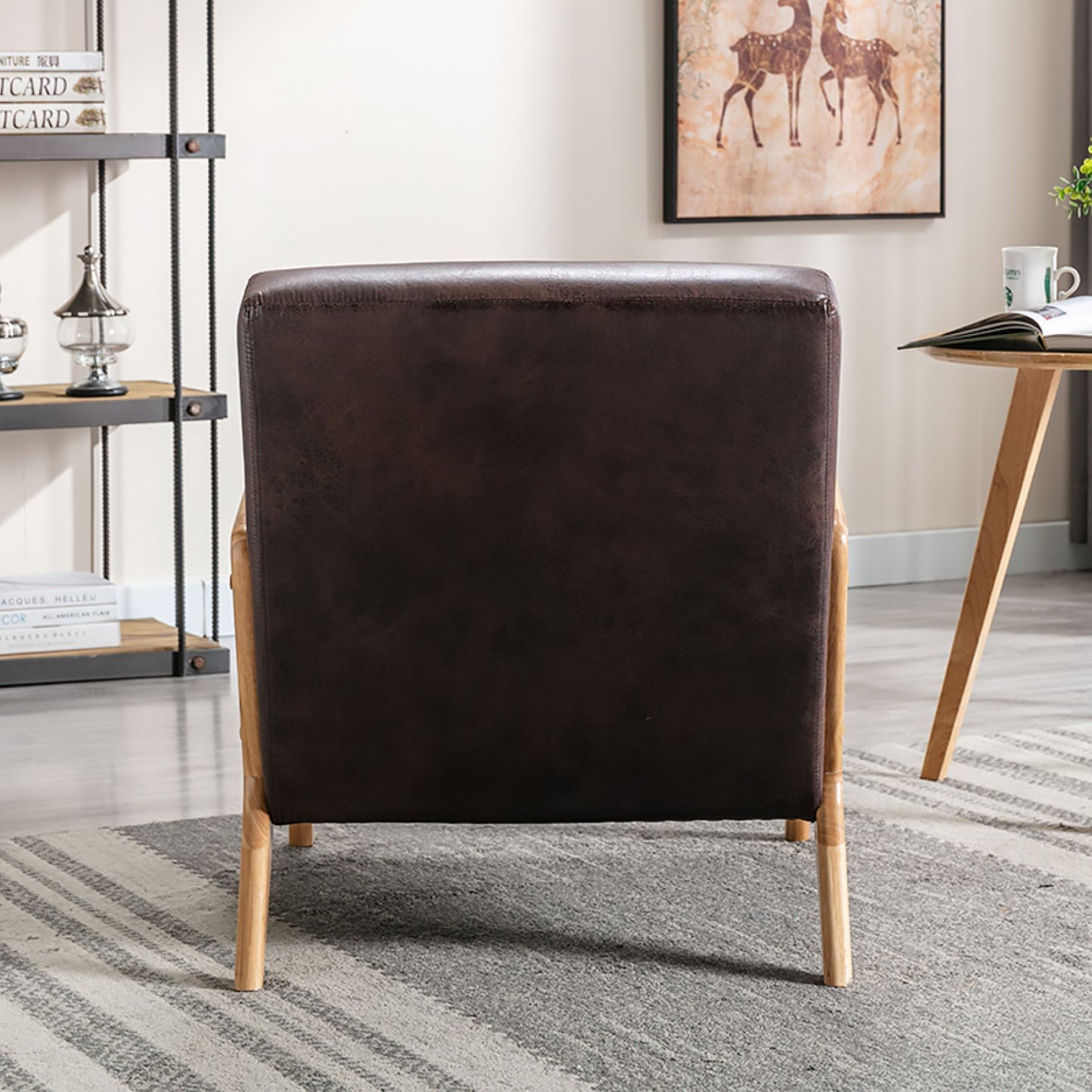 Open Framed Armchair With Cushioning Brown - Dark Brown
